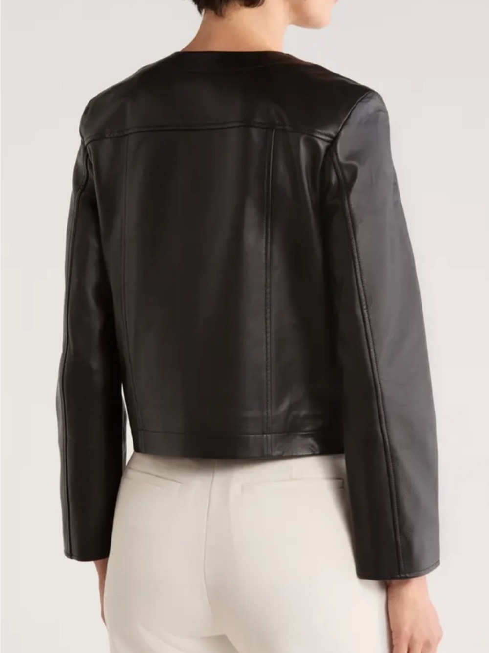 THEORY St. Crop Leather Jacket Black SZ 4 - NWT $795 - Picture 7 of 11